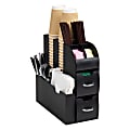 Mind Reader Anchor Collection 11-Compartment Coffee Cup and Condiment Organizer with 2 Drawers, 11-3/20"H x 5-7/20"W x 11-1/4"L, Black