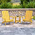 Flash Furniture Charlestown All-Weather Poly Resin Wood Adirondack Chairs With Side Table, Yellow