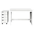 Trendfurn Pristine Office Set, Desk And 4-Drawer Mobile Cart, White, Set Of 2