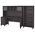 Bush Business Furniture Somerset 72"W Office Computer Desk With Hutch And 5-Shelf Bookcase, Storm Gray, Standard Delivery 1 thumbnail image