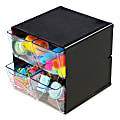 Deflecto Stackable Cube With 4 Drawers, 6"H x 6"W x 6"D, Black