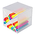 Deflecto Stackable Cube With X Divider, 6"H x 6"W x 6"D, Clear