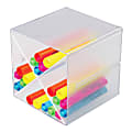 Deflecto Stackable Cube With X Divider, 6"H x 6"W x 6"D, Clear 1 thumbnail image