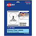 Avery® Glossy Permanent Labels With Sure Feed®, 94057-CGF100, Oval, 4" x 6", Clear, Pack Of 200