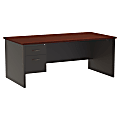 WorkPro® Modular 72"W x 36"D Left-Pedestal Computer Desk, Charcoal/Mahogany 1 thumbnail image