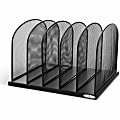 Safco Mesh Desk Organizers - 5 Compartment(s) - 2" - 8.3" Height x 12.5" Width x 11.3" Depth - Desktop - Black - Steel - 1Each