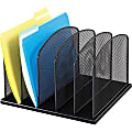 Safco Mesh Desk Organizers - 5 Compartment(s) - 2" - 8.3" Height x 12.5" Width x 11.3" Depth - Desktop - Black - Steel - 1Each