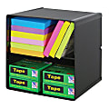 Deflect-O® Stackable Cube With 2 Shelves, 6"H x 6"W x 6"D, Black