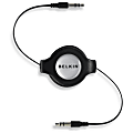 Belkin Retractable Mini-Stereo Cable - Mini-phone - Mini-phone - 4.5ft - Black