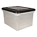 Office Depot® Brand Stackable File Tote Box, Letter/Legal Size, 10 13/16"H x 14 1/8"W x 18"D, Clear/Black 1 thumbnail image