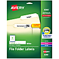 Avery® TrueBlock® Permanent File Folder Labels, 8366, 2/3" x 3 7/16", White, Pack Of 750