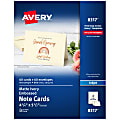 Avery® Printable Note Cards With Envelopes, 4.25" x 5.5", Ivory With Embossed Border, 60 Blank Note Cards For Inkjet Printers