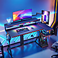 Bestier 58"W LED Gaming Computer Desk With Power Outlet, Black 1 thumbnail image
