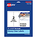 Avery® Glossy Permanent Labels, 94266-CGF25, Rectangle, 11" x 4-1/4", Clear, Pack Of 50 1 thumbnail image