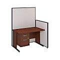 Bush Business Furniture ProPanels C-Leg Desk With 3/4-Pedestal, 66 13/16"H x 37 15/16"W x 49 15/16"D, Light Gray, Standard Delivery