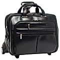 McKleinUSA OHARE Fly-Through Checkpoint-Friendly 2-in-1 Removable-Wheeled 15.6" Leather Laptop Case, Black