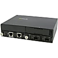 Perle 10 Gigabit Ethernet IP-Managed Stand-Alone Media Converter with Dual SFP+ Slots - Management Port - 10GBase-X - 2 x Expansion Slots - 2 x SFP+ Slots - Wall Mountable, Rail-mountable, Rack-mountable 1 thumbnail image