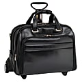 McKleinUSA MIDWAY Fly-Through Checkpoint-Friendly 2-in-1 Removable-Wheeled 15.6" Leather Laptop Case, Black