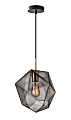 Adesso® Haze Hanging Pendant, 9"W, Smoked Glass Shade/Black And Copper Base