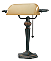 Realspace® Banker's Lamp, 15"H, Amber Shade/Antique Bronze Base 1 thumbnail image