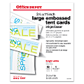 Office Depot® Brand Inkjet/Laser Embossed Tent Cards, Large, 11" x 3 1/2", Bright White, Pack Of 50