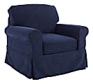 Ave Six Ashton Slipcover Chair, Navy/Brown