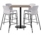 KFI Studios Proof Bistro Square Pedestal Table With Imme Bar Stools, Includes 4 Stools, 43-1/2”H x 36”W x 36”D, Maple Top/Black Base/Light Gray Chairs