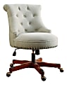 Linon Dallas Fabric Mid-Back Home Office Chair, Natural/Dark Walnut