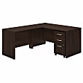 Bush® Business Furniture Studio C 60"W L-Shaped Desk With Mobile File Cabinet And 42"W Return, Black Walnut, Premium Installation
