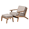 Baxton Studio Sigrid Chair And Ottoman Set, Antique Oak/Light Gray
