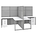 Bush Business Furniture Easy Office 60"W 2-Person L-Shaped Cubicle Desk With Drawers And 66"H Panels, Pure White/Silver Gray, Standard Delivery 1 thumbnail image
