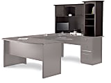 Realspace® Broadstreet 65”W Hutch for U-Shaped Desk, Walnut