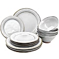 Gibson Elite Terranea 12-Piece Terracotta Dinnerware Set, White