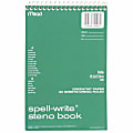 Mead Spell-Write Steno Book - 80 Sheets - Wire Bound - 6" x 9" - Green Paper - Cardboard Cover - 1 Each