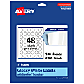 Avery® Glossy Permanent Labels With Sure Feed®, 94500-WGP100, Round, 1" Diameter, White, Pack Of 4,800 1 thumbnail image
