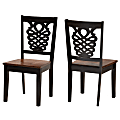 Baxton Studio Gervais Dining Chairs, Walnut Brown/Dark Brown, Set Of 2 Dining Chairs