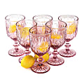 Spice By Tia Mowry 6-Piece Handmade Glass Embossed Goblet Set, 10.8 Oz, Pink 1 thumbnail image
