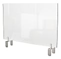 Ghent Partition Extender, Attached Clamp, 30"H x 24"W x 3-7/8"D, Clear