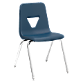 Lorell® Classroom Student Stack Chairs, 18"H Seat, Navy/Silver, Set Of 4