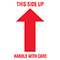 Tape Logic® Preprinted Shipping Labels, DL1050, Arrow With "This Side Up Handle With Care", 3" x 5", Red/White, Roll Of 500