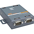 Lantronix 2 Port Serial (RS232/ RS422/ RS485) to IP Ethernet Device Server - International 110-240 VAC - Convert from RS-232; RS-485 to Ethernet using Serial over IP technology; Wall Mountable; Rail Mountable; Two DB-9 Serial Ports; One 10/100 Mbps