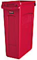 Rubbermaid® Slim Jim Rectangular Polyethylene Vented Waste Receptacle, 23 Gallons, Red