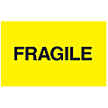 Tape Logic® Preprinted Shipping Labels, DL2422, "Fragile", 5" x 3", Bright Yellow, Roll Of 500