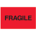 Tape Logic® Preprinted Shipping Labels, DL2423, "Fragile", 3" x 5", Fluorescent Red, Roll Of 500