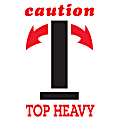 Tape Logic® Preprinted Shipping Labels, DL1791, "Caution Top Heavy" Arrow, 4" x 6", Black/Red/White, Roll Of 500