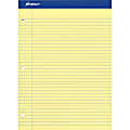 Ampad Perforated 3-Hole Punched Ruled Double Sheet Pad, 100 Sheets, 8 1/2" x 11", Canary Yellow