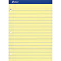 Ampad Perforated 3-Hole Punched Ruled Double Sheet Pad,&nbsp;Medium/College Rule, 100 Sheets, 8 1/2" x 11", Canary Yellow