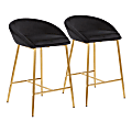 LumiSource Matisse Counter Stools, Gold/Black, Set Of 2 Stools