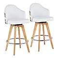 LumiSource Ahoy Floral Counter Stools, Natural/White, Set Of 2 Stools