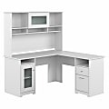 Bush Business Furniture Cabot 60"W L-Shaped Corner Desk With Hutch, White, Standard Delivery 1 thumbnail image